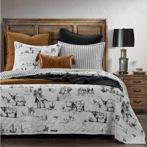 Paseo Road Ranch Life Western Toile Sham Set 2 Standard 20x26 Cowboy Reversible
